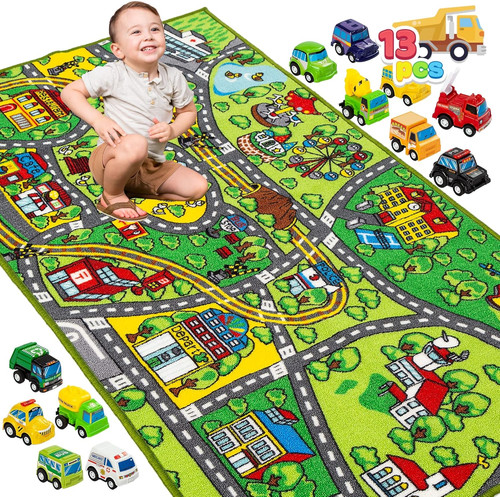Kinderteppich stadt 80x150cm - kinderteppich,